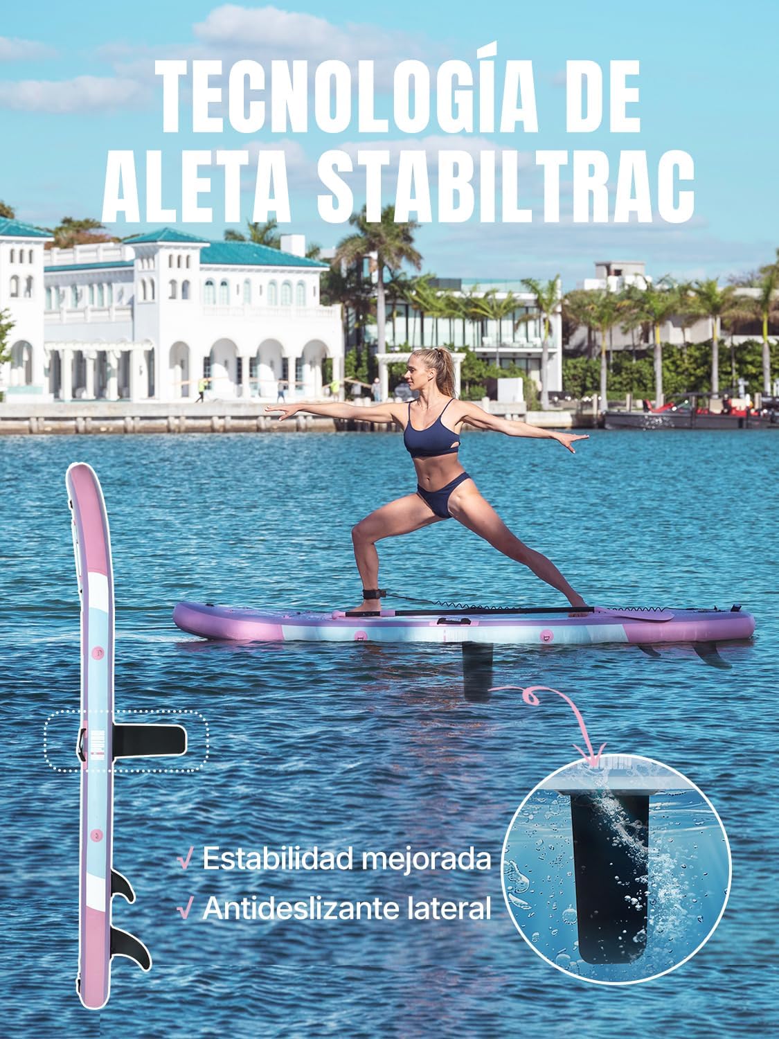 Niphean Tabla Paddle Surf Hinchable, Tabla de Paddle Surf 305 cm con Aletas de Equilibrio para Principiantes y Accesorios Resistentes, Sup Board para