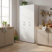 View Bellamio Apol Mehrzweckschrank Weiß – Besenschrank 90 cm breit mit Stauraum – Putzschrank mit Staubsaugerfach – Vorratsschrank Küche - Aktenschrank image 2