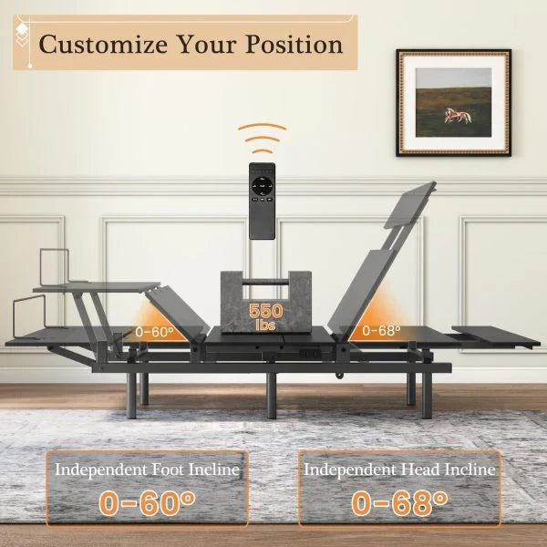 Adjustable Bed Frame -Wireless Remote -Memory Function -Adjustable Bed Base -Head and Foot Lift Incline -Zero Gravity -Quiet Motorfor Lying Down,