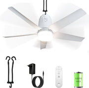 View 80CM Akku Deckenventilator mit Beleuchtung für Outdoor, 40000mAh Akku Groß Mobiler Ventilator mit Licht, 3000K-6000K Dimmbar, Fernbedienung & Haken, image 1