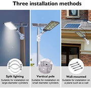 View 450W Solar Street Flood Lights Outdoor Lamp with Remote Control Dusk to Dawn Security Lighting for Yard Garden Gutter Basketball Court Arena Lawn lm image 6