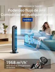 View Dreo 20dB Ventilador de Pie Silencioso, Ventiladores de Torre con Velocidad de 7,6 m/s, 4 Velocidades, Rotación de 90°, Temporizador de 8 Horas, image 2