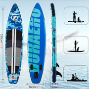 View Inflatable Paddle Board with Kayak Seat, 330 x 76 x 15 cm, up to 150 kg, Integrated Pad, Detachable Fin, Double Adjustable Paddle, Repair Kit, Blue image 2