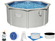 View Bestway Hydrium - Piscina de Pared de Acero con Filtro de Arena, diámetro de 300 x 120 cm, Gris, Redonda image 1