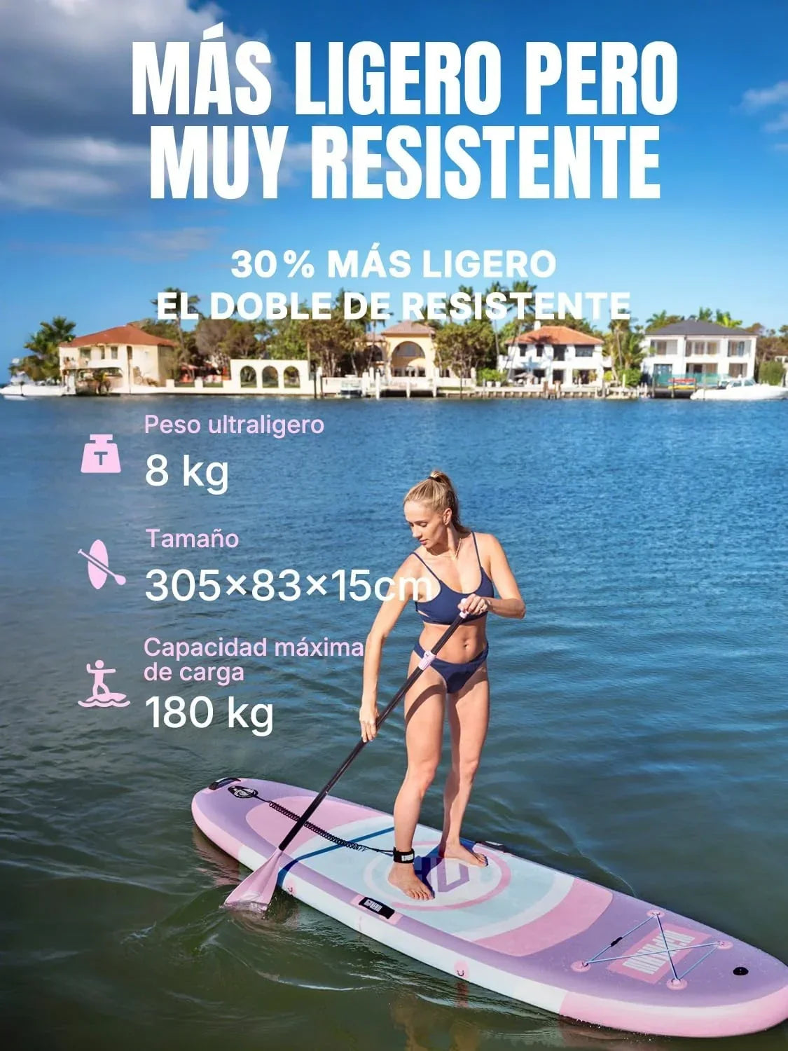 Niphean Tabla Paddle Surf Hinchable, Tabla de Paddle Surf 305 cm con Aletas de Equilibrio para Principiantes y Accesorios Resistentes, Sup Board para