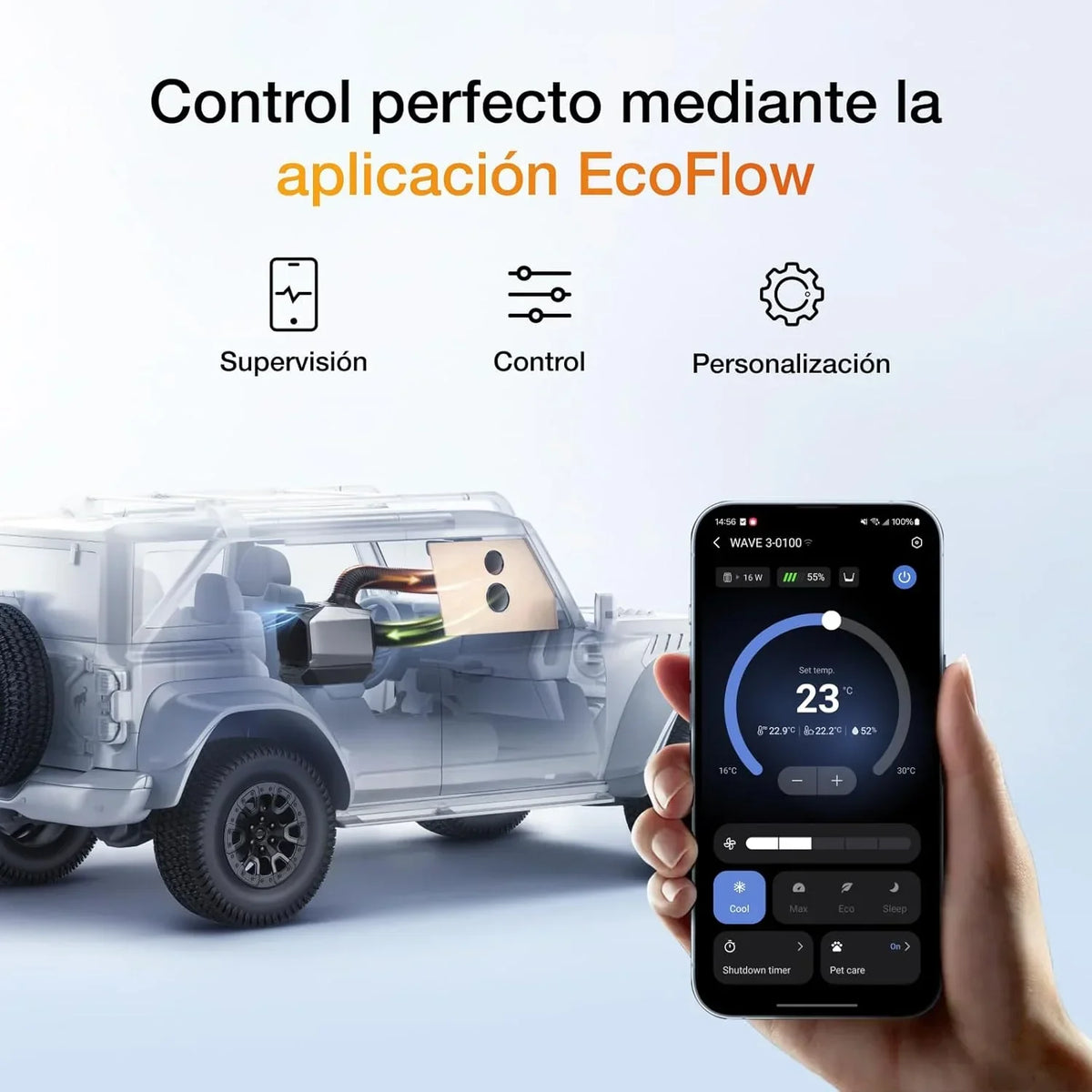 EcoFlow WAVE 3 Climatizador portátil con batería extra de 1024 Wh, refrigeración 1800 W, calefacción 2000 W, autonomía de 8 h, control por app, para