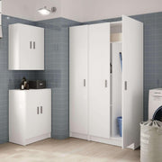 View Habitdesign Multi-Purpose Wardrobe, Broom 2 Doors 3 Shelves, 180 x 73 x 37 cm (H x W x D – cm), Matt White image 2
