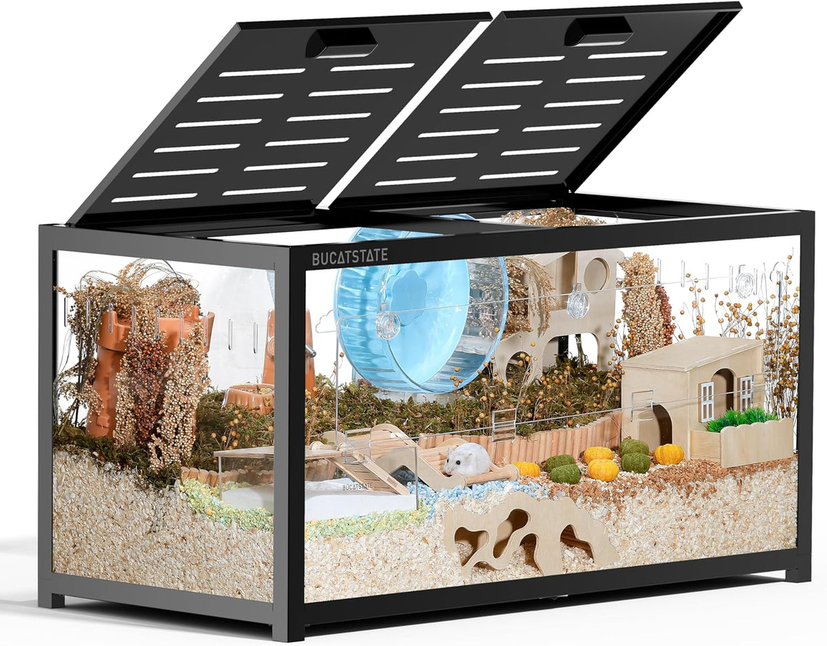 BUCATSTATE Hamsterkäfig 3,0: Metall Rattenkäfig Kleintierkäfig Groß Stapelbar mit Einfacher Montage 120L x 60W x 62H cm für Nager, Mäuse, Zwerghamster