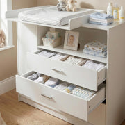 View ecomi Cómoda Cambiador para bebé en Madera con Plan de Cambiar, 3 cajones, 1 puerta, Altura 100 cm, Color Blanco, Dimensiones 113x100 cm, tiradores image 5