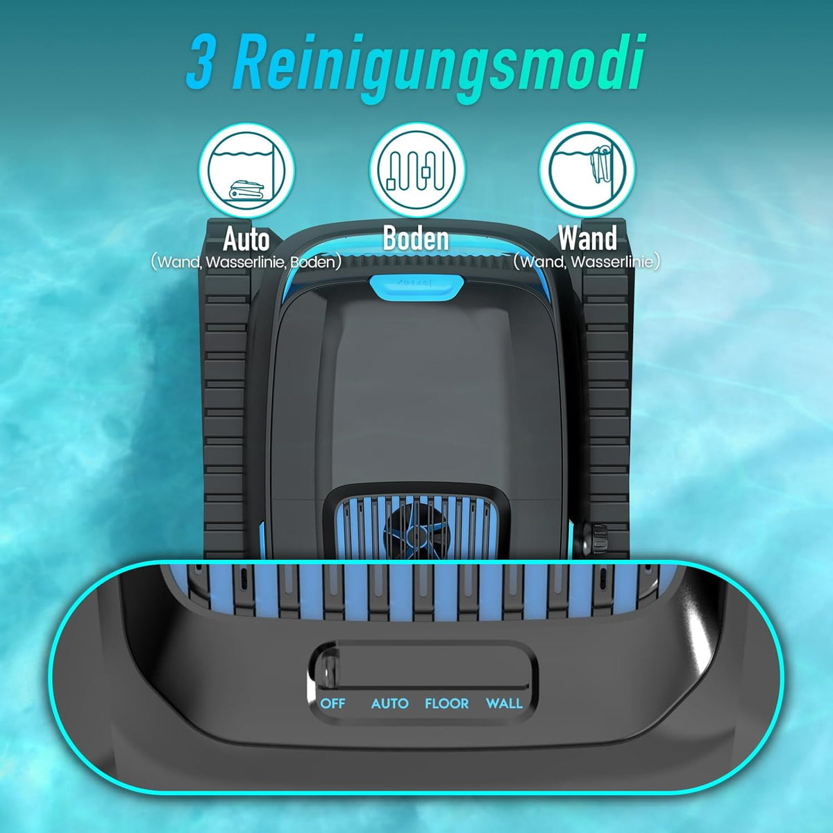 (2026 Neu) PC10 Poolroboter, Poolsauger Akku Kabelloser, Poolroboter Boden und Wand, Wasserlinie, 18927 LPH, Intelligenten Navigation, Wandklettern,