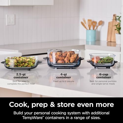 2026 Ninja Crispi Freidora de Aire Caliente, Compatible con Microondas, Congelador y Lavavajillas, Sistema de Cocina Portátil en Vidrio No Tóxico,