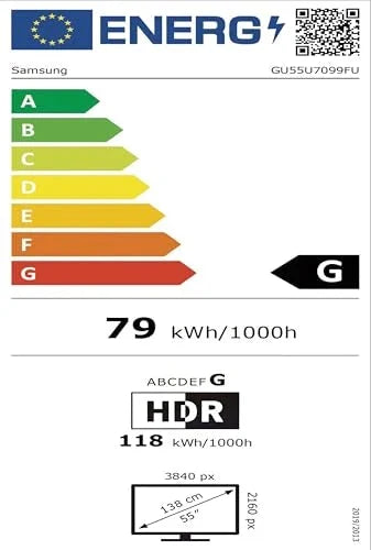 Samsung Crystal UHD 4K U7099F 55 Zoll (138 cm) LED Fernseher, Crystal Prozessor 4K, MetalStream Design, SmartThings, Knox Security, Gaming Hub, AI