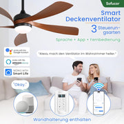 View Sofucor Smart Deckenventilator mit Beleuchtung,132cm Deckenventilator mit Licht, Kompatibel mit Alexa/APP, Fernbedienung, 3 Farbtemperatur, Timer, 6 image 3