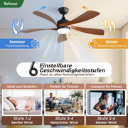 View Sofucor Smart Deckenventilator mit Beleuchtung,132cm Deckenventilator mit Licht, Kompatibel mit Alexa/APP, Fernbedienung, 3 Farbtemperatur, Timer, 6 image 2