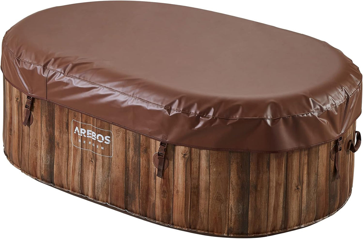 Arebos Whirlpool | Aufblasbar | In- & Outdoor | 190x120 cm oval | 2 Personen | 90 Massagedüsen | mit Heizung | 550 Liter | Inkl. Abdeckung | Bubble