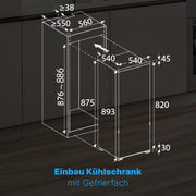 View Bomann Einbaukühlschrank mit Gefrierfach | Kühlschrank Einbau 118L mit 2 Ablagen | Einbaukühlschrank mit Abtauautomatik & Schlepptürausführung | image 2