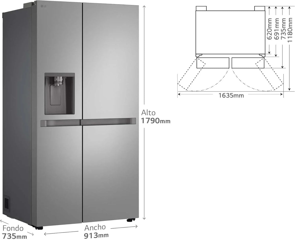 GSLC40PYPE - Frigorífico Side by Side, Serie 400, Clasificación E, 641 L, Inox Anihuellas