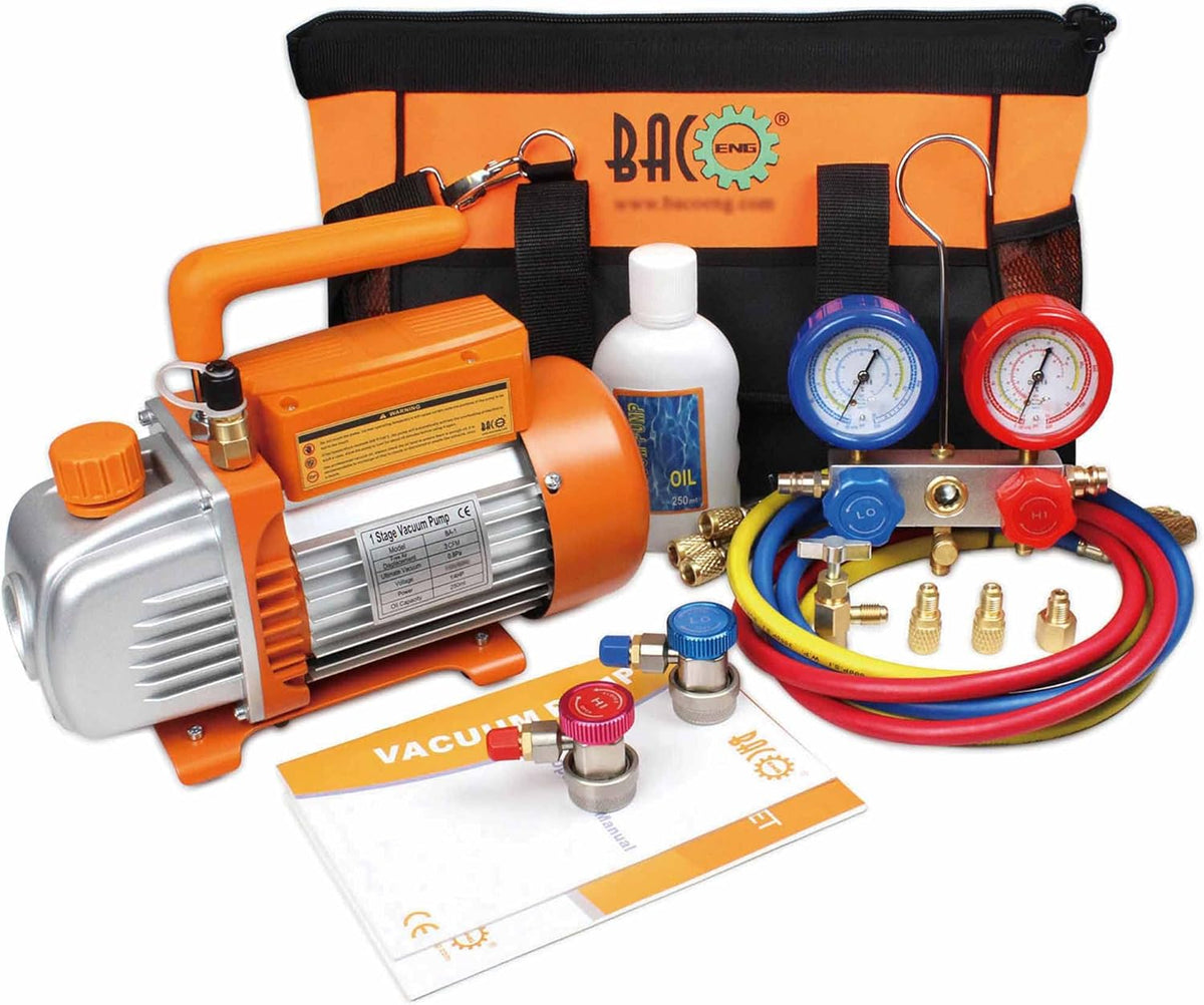 BACOENG Vakuumpumpe klimaanlage Set für HVAC/Auto AC Kältemittelaufladung, Klimaanlage Auto Befüllen Set Ideal für R134A R410A R407C R32