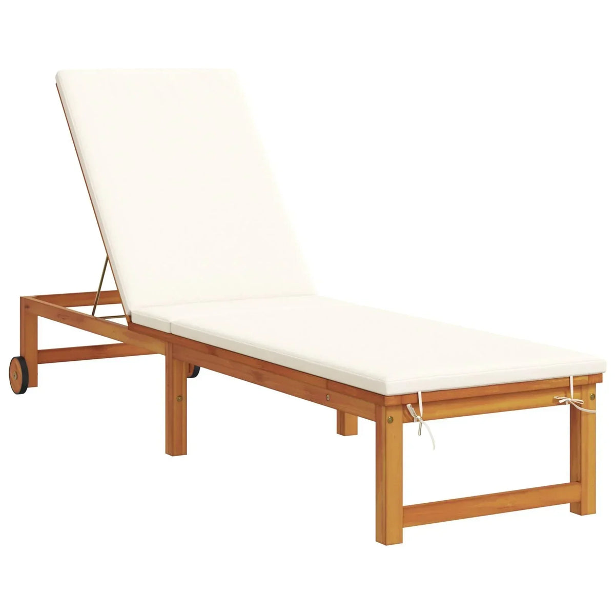 2025 Tumbonas 2 pcs con Mesa y Cojines de Madera Maciza de Acacia, Tumbona con Cojines Crema de Madera Maciza de Acacia, Mesa Lateral de Jardín
