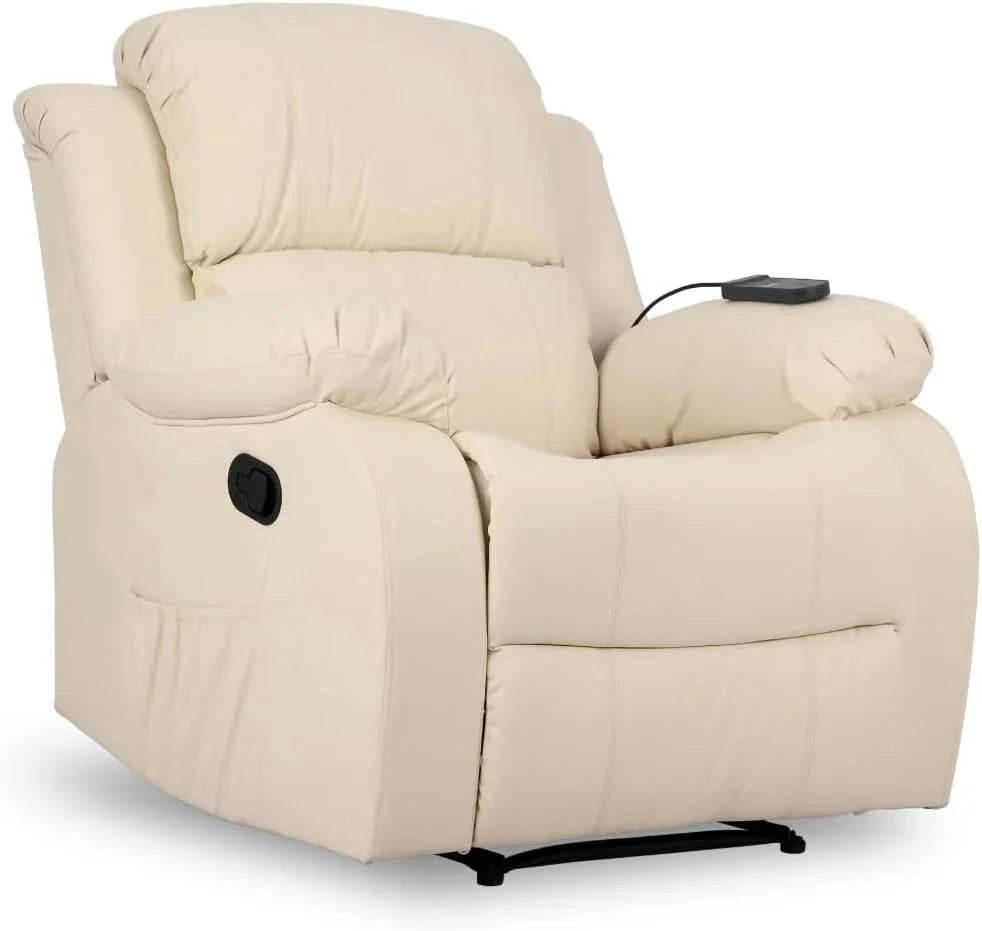 Don Descanso - Sillón Masaje Relax Calor Trevi Negro Reclinable 160o con 8 Motores Silenciosos, Calor Lumbar, Sist. Masaje 4 Zonas y Acabado en PU