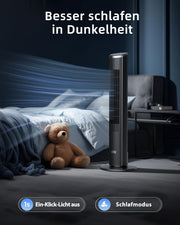 View Ateroll Leiser Turmventilator für Schlafzimmer, Standventilator mit Fernbedienung, 90° oszillierend, 4 Geschwindigkeiten 3 Modi 12H Timer LED-Anzeige, image 3