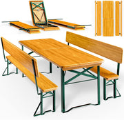View Casaria Bierzeltgarnitur mit Lehne 170 cm Klappbar Stabil 2X Bierbank 1x Breiter Tisch Holz Biertischgarnitur Festzeltgarnitur Biergartengarnitur image 1