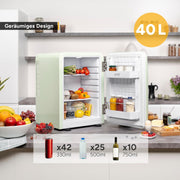 View TZS First Austria - Retro Mini Kühlschrank 40L - Lautlos - Vintage Minibar für Schlafzimmer & Büro - mint image 5