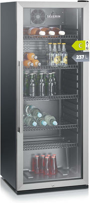View SEVERIN Flaschenkühlschrank, mit integriertem Schloss und integrierter LED-Beleuchtung, 118 L Nutzinhalt, schwarz/silber, FSK 8840 image 2
