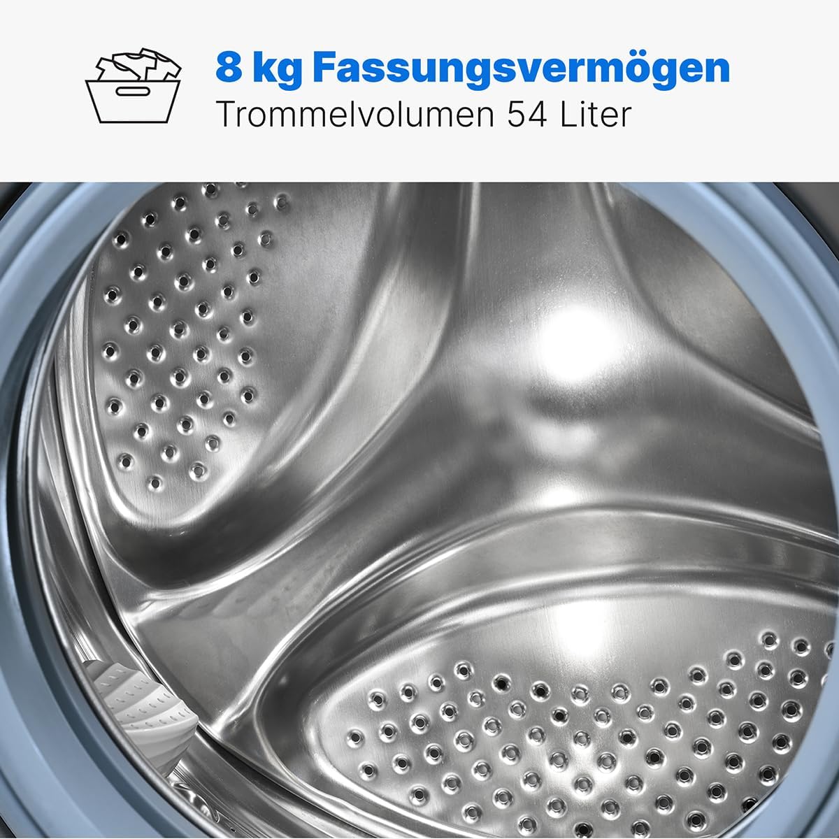 Bomann Waschmaschine 8kg | max. 1400 U/min | 10 Jahre Motor-Garantie | robuster, leiser & langlebiger Invertermotor | 15 Waschprogramme | LED-Display