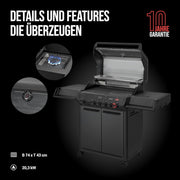 View Enders Gasgrill Monroe Pro 4 SIKR Turbo Shadow inkl. Seargrate, 4-Brenner, mit Kocher, Infrarot-Heckbrenner, PanoVision Sichtfenster, Gussrost, image 6