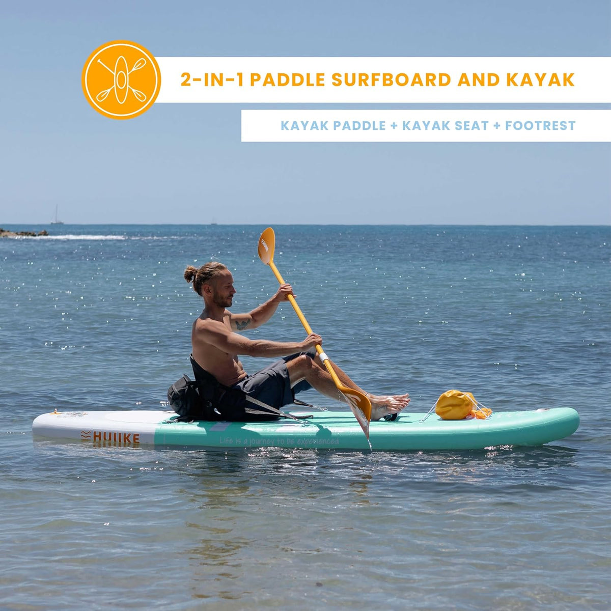 HUIIKE Inflatable Paddle Board for Adults with Accessories Included, Oar, Fins, Pump. Stand Up Paddleboard Great Stability and Resistance. 10’ x 33" x