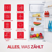 View Amica Einbau Kühlschrank mit Gefrierfach 122 cm Nische Schlepptür Technik Inverter Motor elektronische Steuerung LED Beleuchtung Tür Offen Alarm image 4