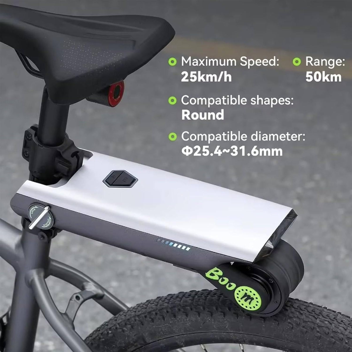 Kit ConversióN Bicicleta EléCtrica + Adaptador Tija SillíN 6 Velocidades, MáX. 15,5 Mph, 2 Kg Ligero De Transportar + Control De AplicacióN, Bueno