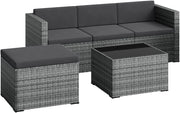 View STEELSØN Zethora Rattan Gartenmöbel Set 3-TLG. – Outdoor Sitzgruppe für Garten/Terrasse/Balkon – Gartenlounge mit 3er-Sofa, Hocker & Tisch – image 2