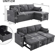 View Sofá Cama 3 plazas con Portavasos y Bolsa Pasamanos Lateral, Sofá en Forma de L, Intercambiable a la Derecha y a la Izquierda, Gris image 2