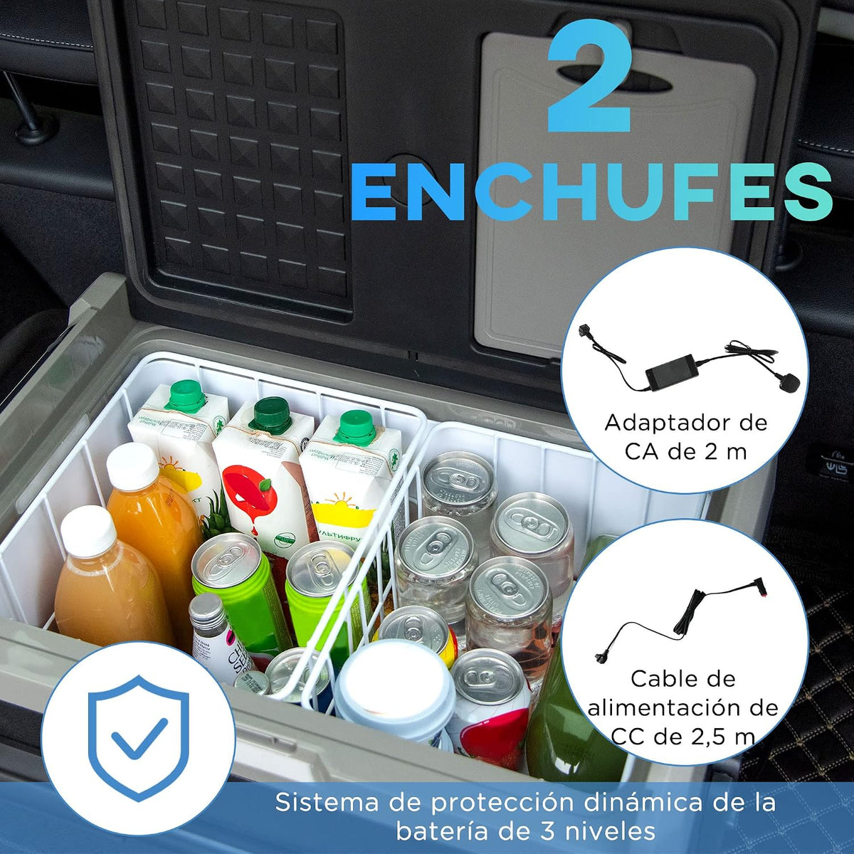 Outsunny Nevera Compresor Portátil 60L Nevera Portátil Eléctrica para Coche Congelador CC 12V/24V hasta -20°C con Pantalla LED Táctil Asa Retráctil