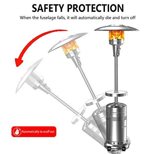 2 Set 48,000-BTU Umbrella Patio Propane Heater with Wheels,Stainless Steel Patio Heater,Stainless Steel Floorstanding Liquid Propane Heater Outdoor