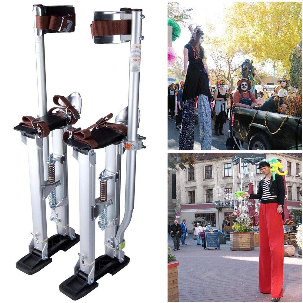 24-40 Adjustable Aluminum Drywall Stilts 227Lbs Load Capacity 3-Position Heel Bracket Dual Action Springs for Painting Taping or Cleaning Silver US