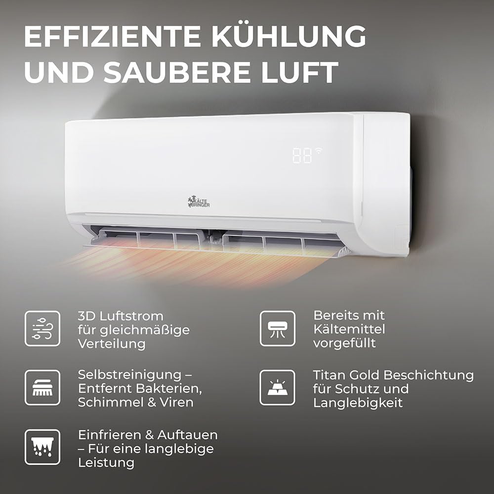 Kältebringer Multisplit Klimaanlage 2 Innengeräte - 18000 BTU - 5,3 kW - Inverter Klimagerät mit Heizfunktion, WiFi und App - sehr leise &