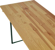 View METRO Professional Bierzeltgarnitur, 3-TLG. Gartenmöbel Set, 1 Bier-Tisch 220 x 70 cm, 2 Bierbänke 220 x 25 cm, Klappbar, Naturbraun/Grün image 6