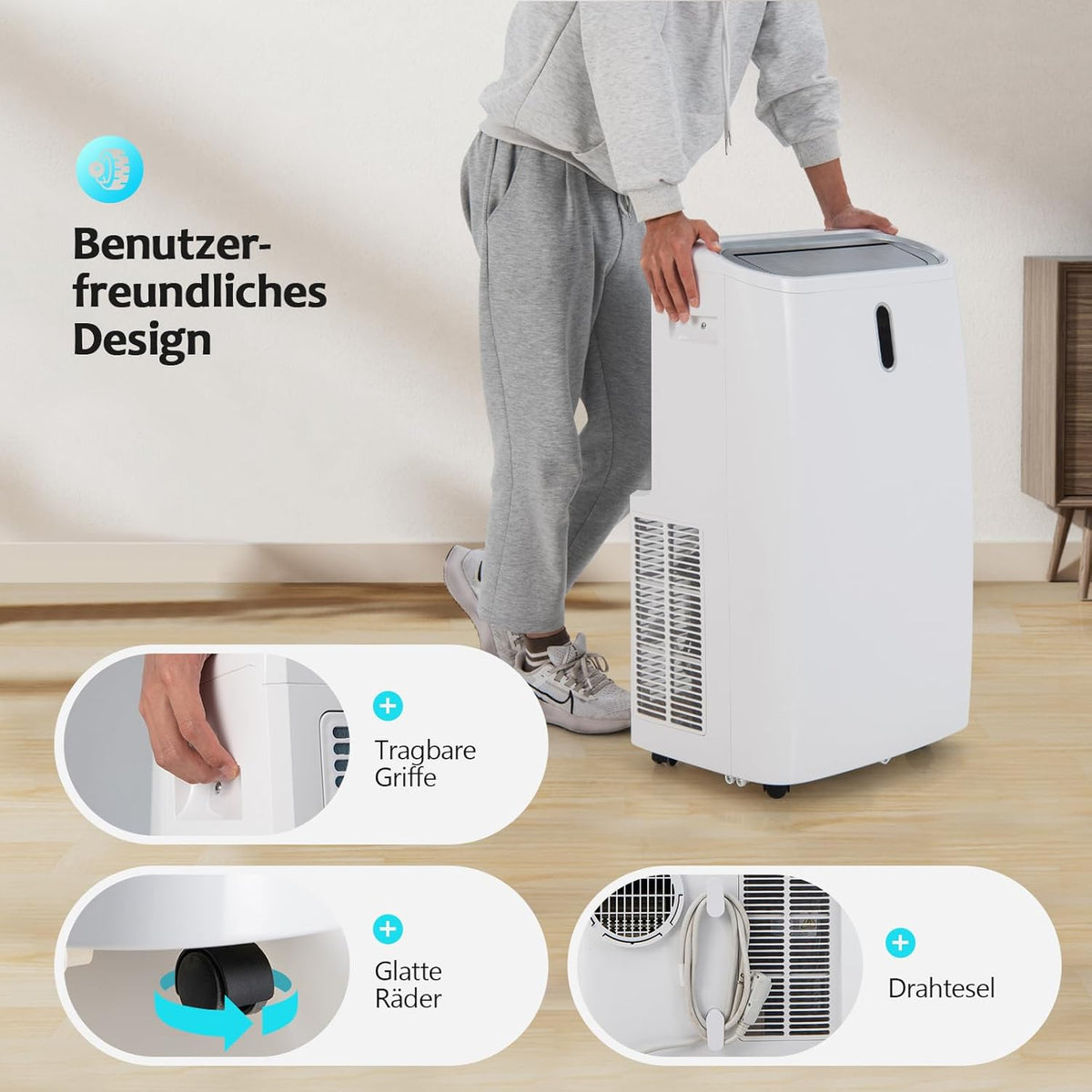 GOPLUS 16000 BTU Klimaanlage mit Abluftschlauch, 5 in 1 mobiles Klimagerät: Kühlen, Heizen, Entfeuchten, Belüften, Schlafmodus | für Raumgröße bis