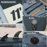 View AKSPORT Tabla hinchable de surf de remo, tabla de surf hinchable con todos los accesorios, diseño ancho y estable, tabla antideslizante, tabla de remo image 4