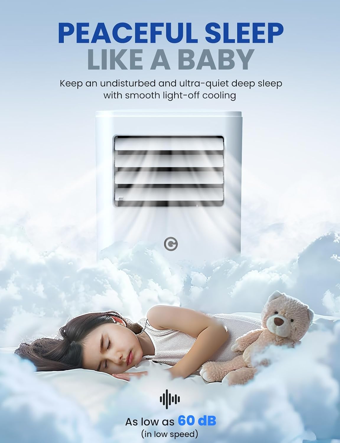 9000 BTU Aire Acondicionado Portátil, 4 en 1: Refrigeración, Ventilador, Deshumidificador y Modo Sueño, Silencioso, con Mando, Temporizador 24h y Kit