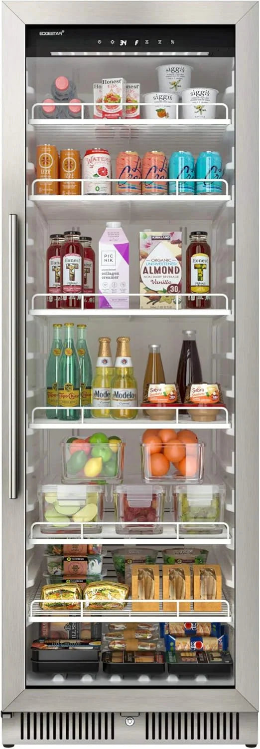 22" Wide 10.1 Cu. Ft. Commercial Beverage Merchandiser – Stainless Steel, Temp Alarm, Reversible Door