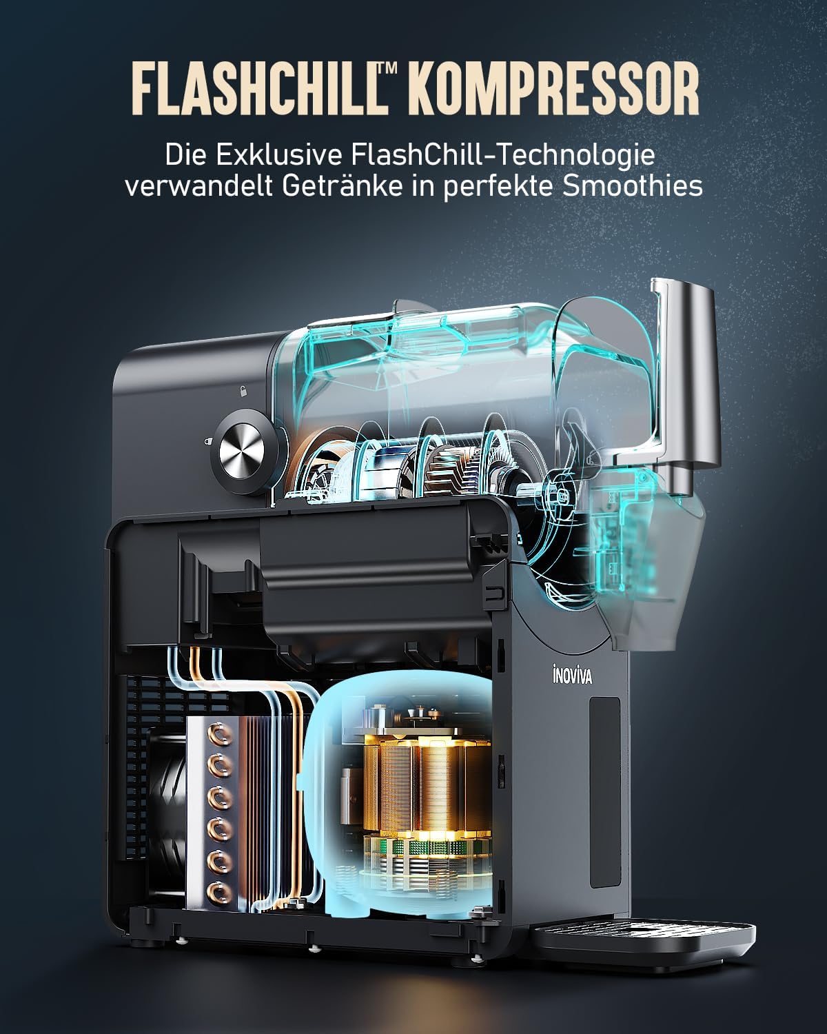 INOVIVA Slush Maschine 2.6L, kein Eis erforderlich, Slushie für Zuhause mit Selbstreinigung, 5 voreingestellte Modi, Slushies, Milchshakes, Frappés &