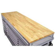 View 72 in. 18-Drawer 24 in. D Mobile Workbench with Solid Wood Top Stainless Steel image 2