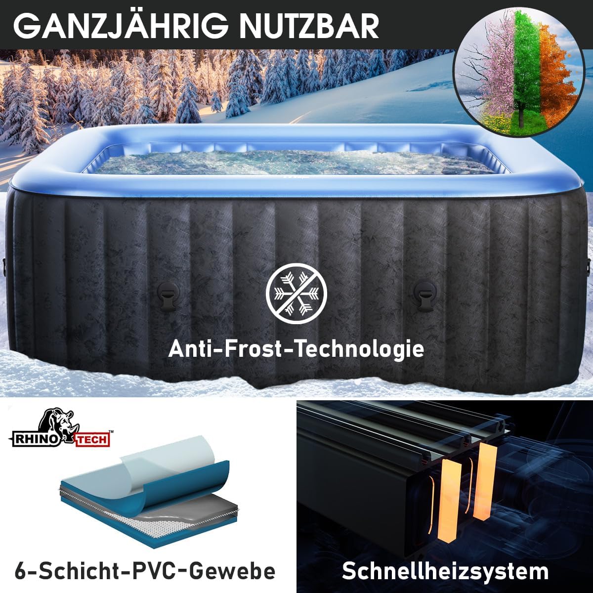 BRAST Whirlpool aufblasbar MSpa | 4-8 Personen | viele Modelle rund und eckig | Ø 125-224cm | In-Outdoor Pool | bis zu 144 Massagedüsen | inkl.