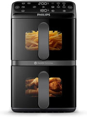 View Philips Airfryer Series 4000 Double Vertical Basket 10L – RapidAir Technology, Sync, 2 Baskets at Once, 45% Less Space, PFAS Free Ceramic Coating, image 1