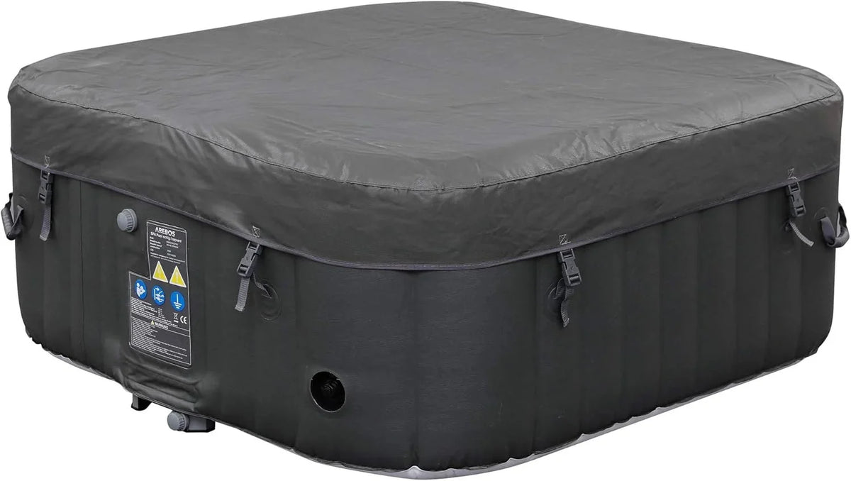 Arebos SPA Hinchable Piscina de hidromasaje | Hinchable | Cuadrada | para Interior y Exterior | 154x154cm | 4 Personas | 130 chorros de Masaje | 600 L