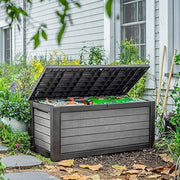 View 165 Gallon Weather Resistant Resin Deck Storage Container Box Outdoor Patio Garden Furniture, Brown image 5